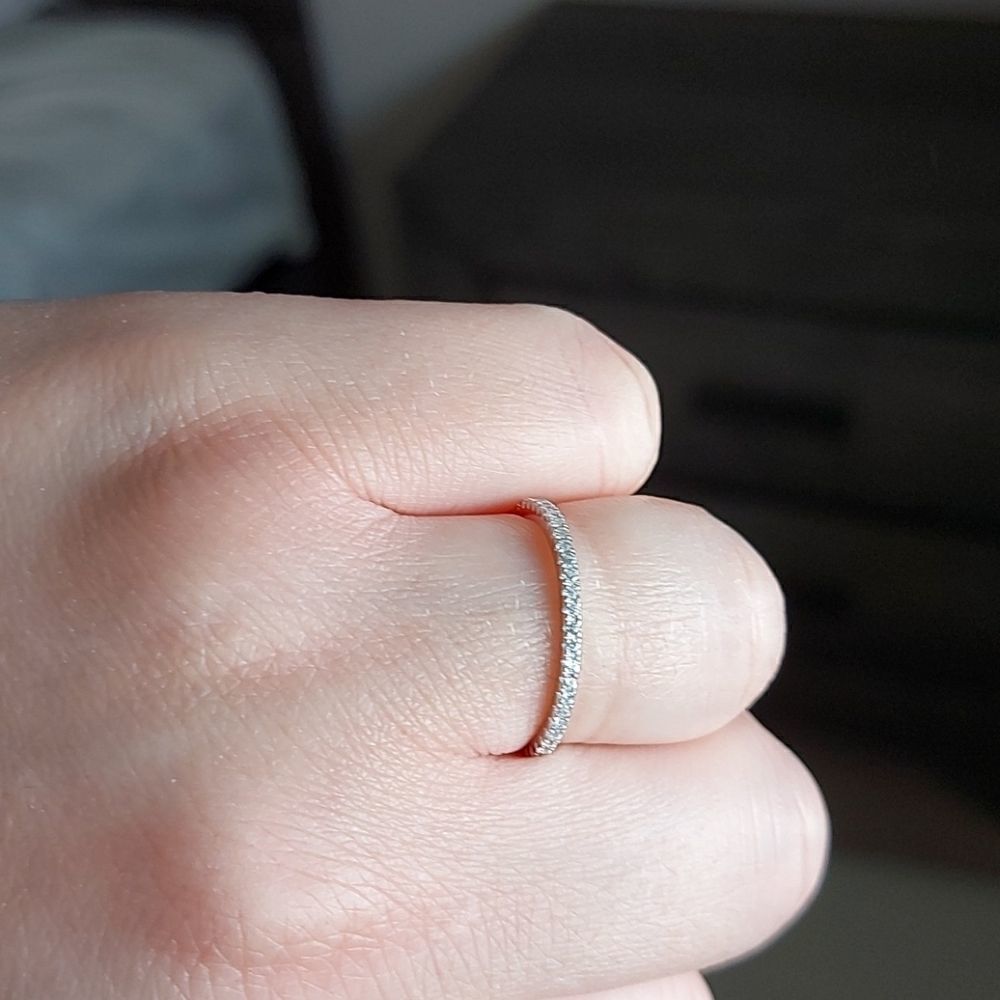 Platinum Plated 925 Sterling Silver Band Ring - Picture 3 of 5